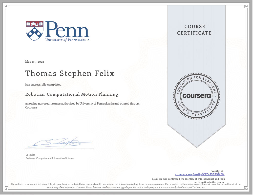 Coursera certificate